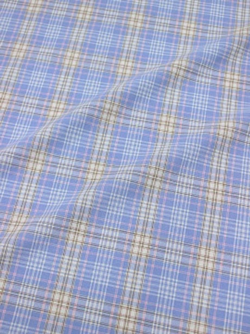 Вареный (стираный) хлопок Тройная клетка цв.голубая сирень, ш.2.5м, хл-100%, 115гр/м.кв