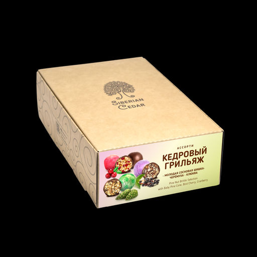 Кедровый грильяж ассорти клюква, сосновая шишка, черёмуха, 540 г | шоу-бокс - Сибирский кедр фото 5