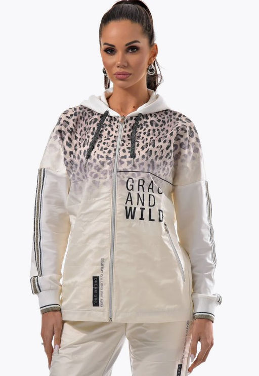 Толстовка из футера комбинированного с принтованной плащевой тканью - А+б коллекция фото 28