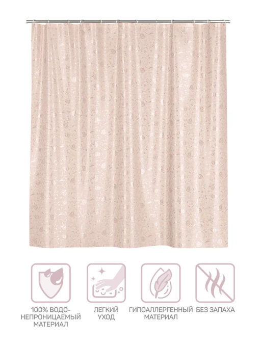 VAL JR-1818C Штора для ванной комнаты с кристаллическим эффектом, PEVA, 180*180 см, JARDIN, шт