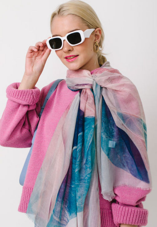 Большой, мягкий, тонкий и очень нежный двусторонний палантин с рисунком в стиле арт-деко - Tantino фото 10