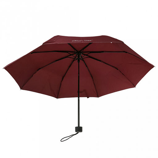 Зонт механический Моно с серебром ткань эпонж (полиэстер), 8 лучей, д/купола 92см, 3 сложения, 23,5см в сложенном виде, ручка с антискользящим покрытием, бордовый с серебряной нитью, 286гр (Китай) - Домашняя мода фото 3