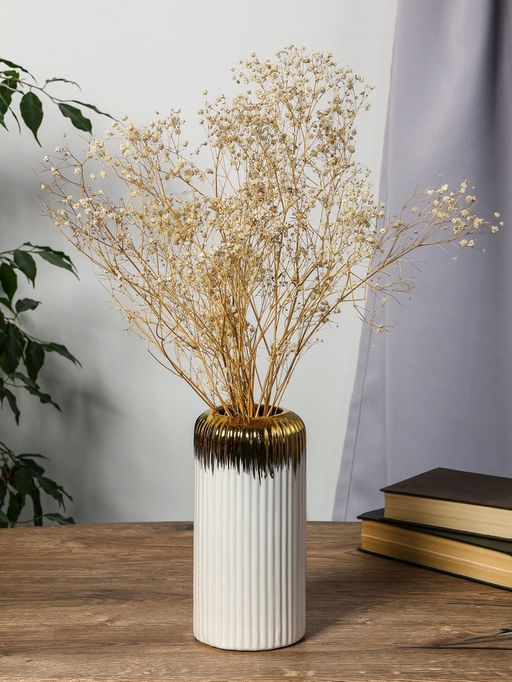 Ваза для цветов «Дакей», 20×10 см, d=6 см, керамика, белая