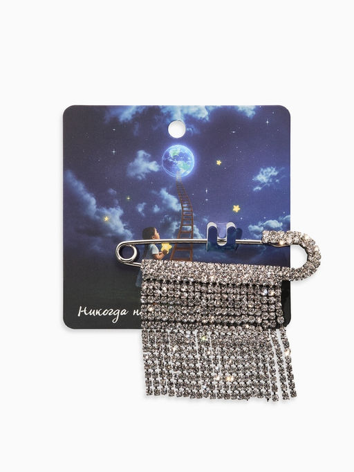 Булавка Торжество дождик, 7 см, цвет белый в серебре