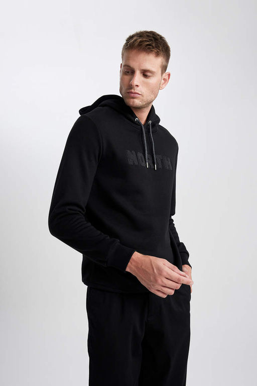 Толстовка обычного кроя с капюшоном и мягкой подкладкой с текстовым принтом - Defacto фото 5