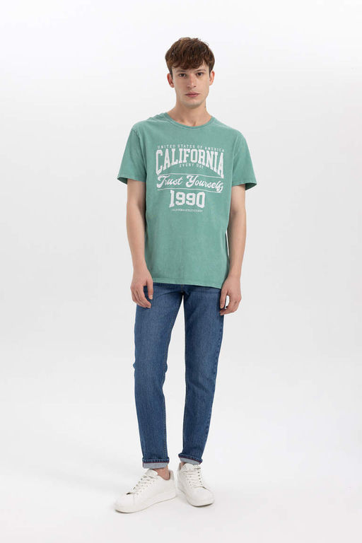 Футболка стандартного кроя с круглым вырезом и короткими рукавами с принтом - Defacto фото 2