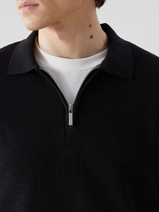 Polo Yaka Uzun Kollu Erkek Triko Kazak