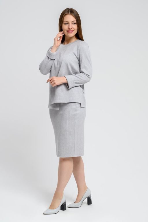 Юбка трикотажная прямая серое - Odis фото 3