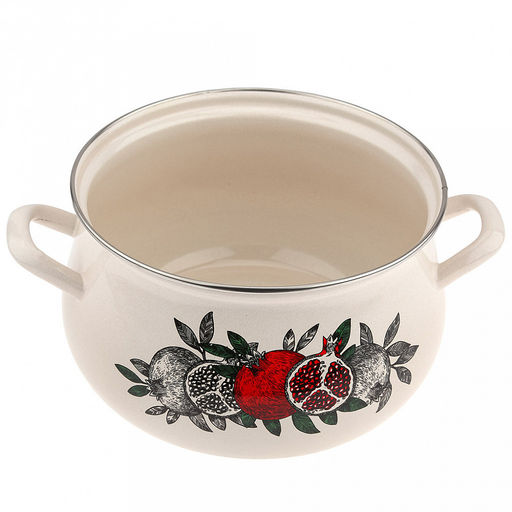 "Цвет граната" Набор эмалированных кастрюль 3 предмета: 2л - д18,5см, h9,8см, 3л - д21см, h12см, 4,5л - д23,5см, h13,2см, s0,8мм, форма грушевидная, двойной слой эмалевого покрытия, металлическая крышка (Россия)