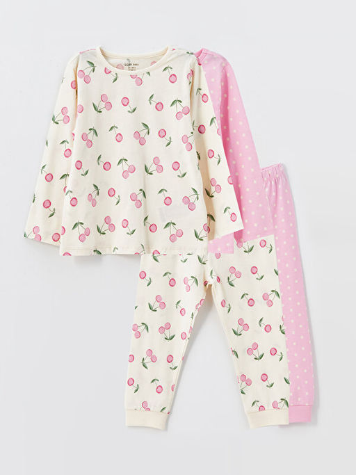 Bisiklet Yaka Bask?l? K?z Bebek Pijama Tak?m 2li