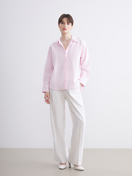 ?izgili Oversize Modal Kar???ml? Kad?n G?mlek