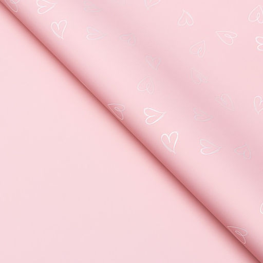 Пленка для цветов, сердечки, 57 см × 10 м, розовый, 65 микрон