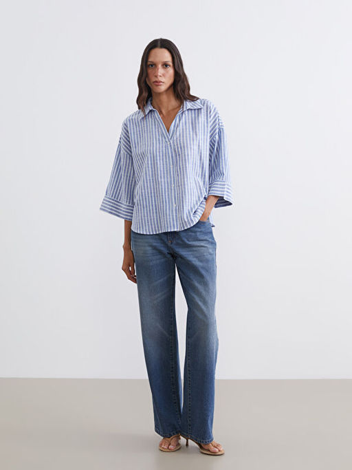 ?izgili Oversize Poplin Kad?n G?mlek