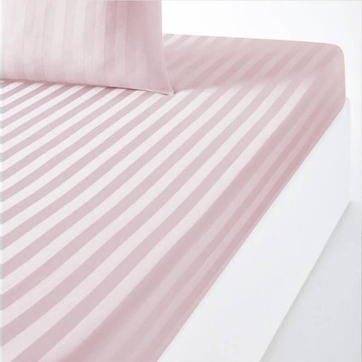 Простыня из сатина страйп на резинке - Сухая роза 140х200х25