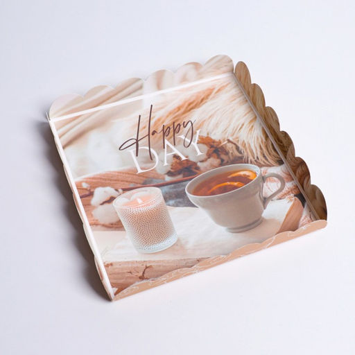 Цена за 5 шт. Коробка для печенья, кондитерская упаковка с PVC крышкой, «Уютный вечер», 21 х 21 х 3 см