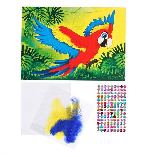 Набор для творчества. Аппликации перьями и стразами Какаду 21 х 14,8 см - Школа талантов фото 3