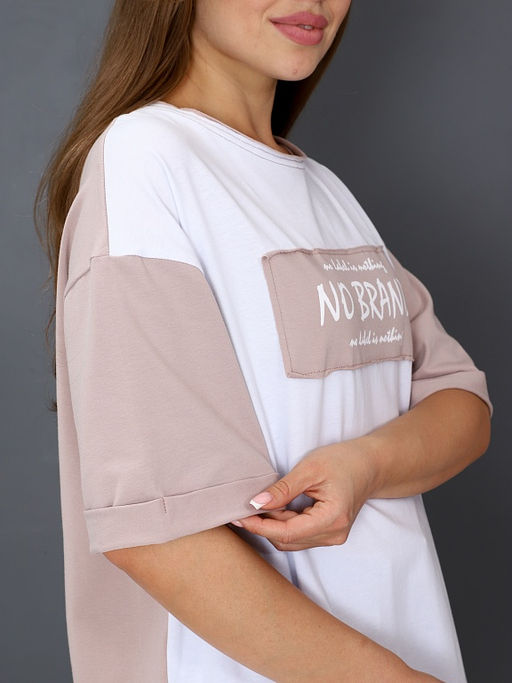 Футболка Женская Оверсайз No Brand цвет бежевый - Амавес-текстиль фото 10