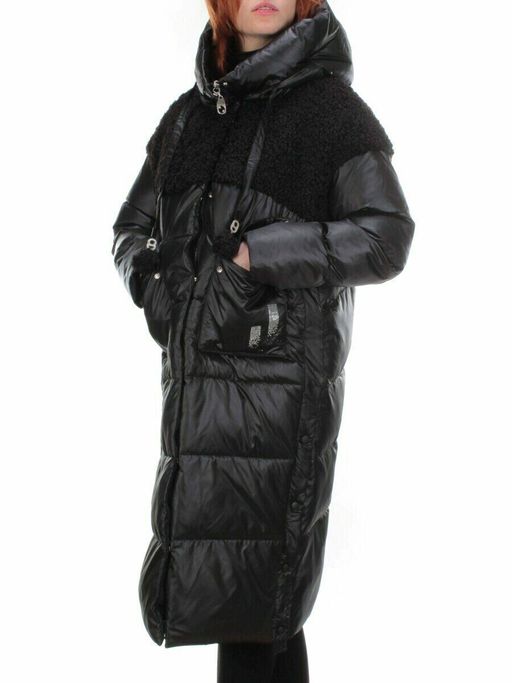 Y21636 BLACK Пальто женское зимнее MEIYEE (200 гр. холлофайбера) черное