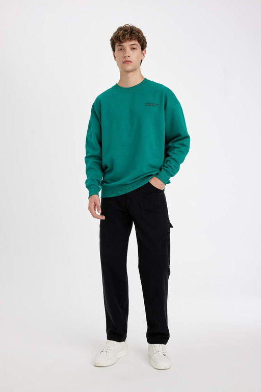 Толстовка оверсайз с круглым вырезом и принтом - Defacto фото 2