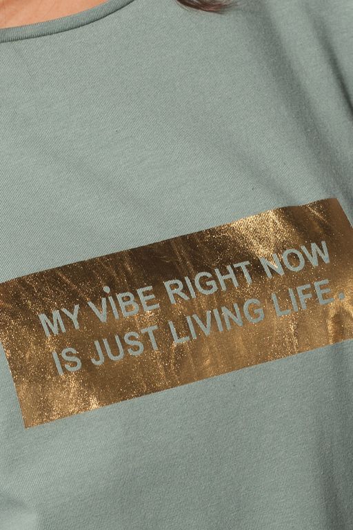 Лонгслив из премиального хлопка с авторским принтом стойкой фольгой - Vilatte фото 2