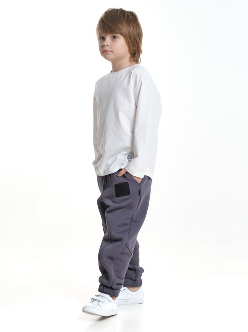 Брюки с шевроном для мальчика штаны спортивные 22-7683 светлый графит - Mini maxi фото 6