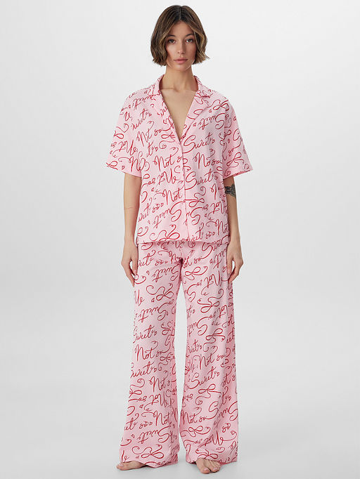 Комплект женский домашний розовый с надписями