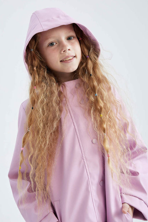 Водонепроницаемый плащ с капюшоном для девочек - Defacto фото 5
