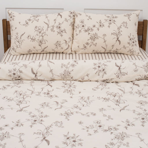 КПБ Чистый хлопок 1,5 спальный, наволочки 50х70, поплин, 100% хлопок, Гербариум ВБ Пододеяльник 146х215 с прорезью, простыня классическая 150х215 подшита с 4-х сторон, наволочки 50х70 с клапаном - 2 шт. - Традиция фото 47