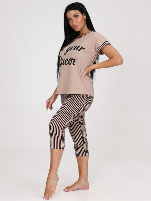 464-П ПИЖАМА ЖЕНСКАЯ (бриджи) (Бежевый) - А-дина фото 4