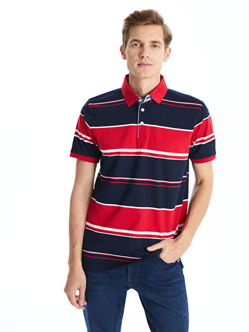 Polo Yaka K?sa Kollu ?izgili Erkek Ti??rt