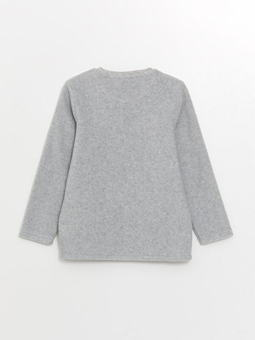 Bisiklet Yaka Bask?l? Uzun Kollu Polar Erkek ?ocuk Pijama Tak?m?