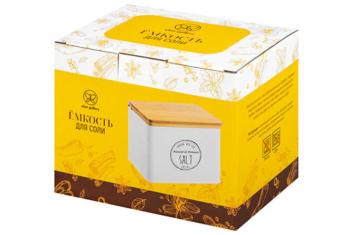 Ёмкость для соли 1,5 л 14*11*11 см SALT с бамбуковой крышкой, белая - Elan gallery фото 11