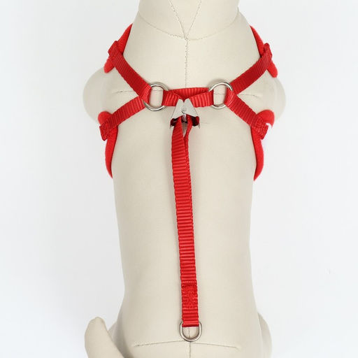 Комплект с мягкой шлейкой и бантиком Якорь, размер S, поводок 120 x 1,5 см, ОГ 23-42 см, красный - Пижон фото 7