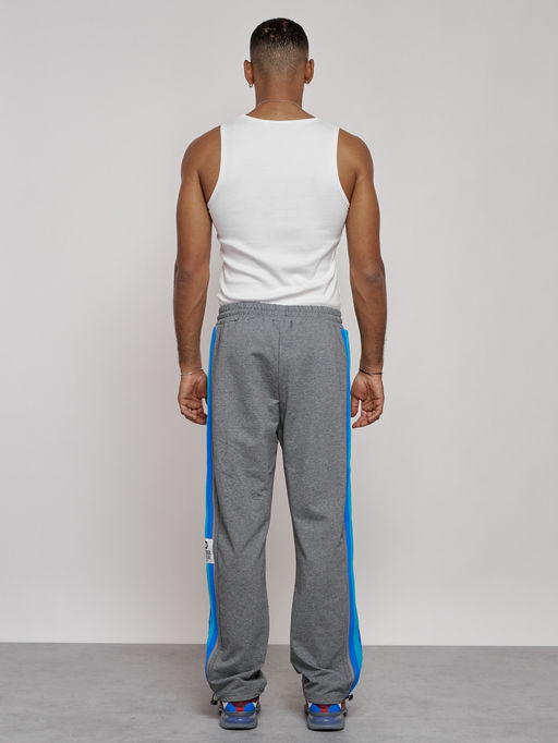 Широкие спортивные штаны трикотажные мужские серого цвета 12903Sr - Mtforce фото 5