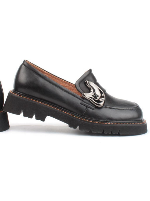 03-DYX02-4 BLACK Лоферы женские (натуральная кожа)