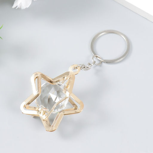 Цена за 12 шт. Металлический брелок для ключей на кольце Звезда кристалл, золото, 3?4?4 см - Simaland фото 2