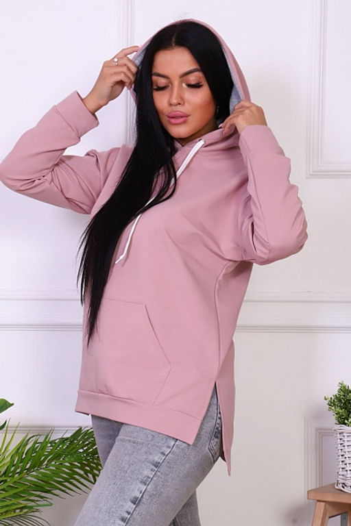 Толстовка с капюшоном, футер с лайкрой, сухая роза (844-2) - Плиона фото 8