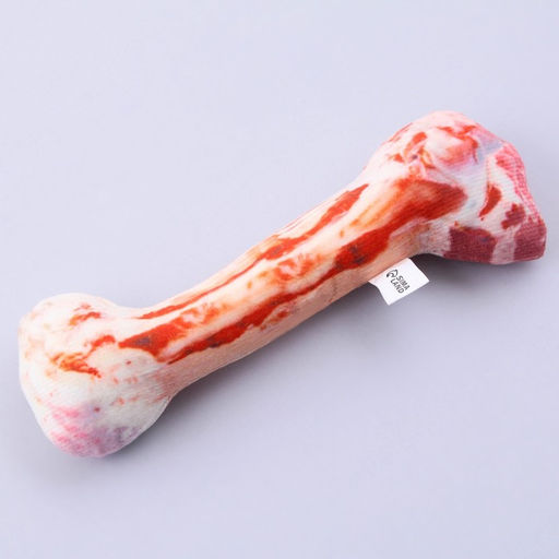 Игрушка для собак с пищалкой Косточка из текстиля, 19,6 х 6,6 см - Пушистое счастье фото 2