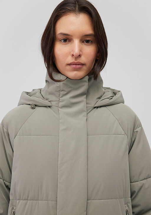 Kapusonlu Gri Sisme Mont - Mavi фото 5