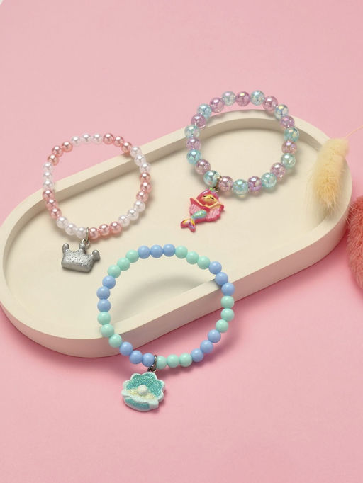 Браслет детский «Выбражулька», 3 шт. сияние, d=6 см русалка, корона, ракушка, цветной