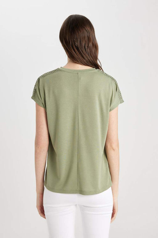 Футболка с круглым вырезом и короткими рукавами - Defacto фото 6