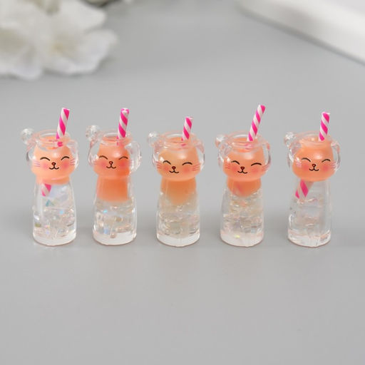 Цена за 5 шт. Подвеска для творчества акрил «Коктейль. Персик-кошка», светится в темноте, 3.4×1.8×1.8 см