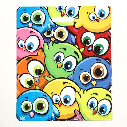 Цена за 50 шт. Пакет «Забавные птички», полиэтиленовый с вырубной ручкой, 38×45 см, 60 мкм