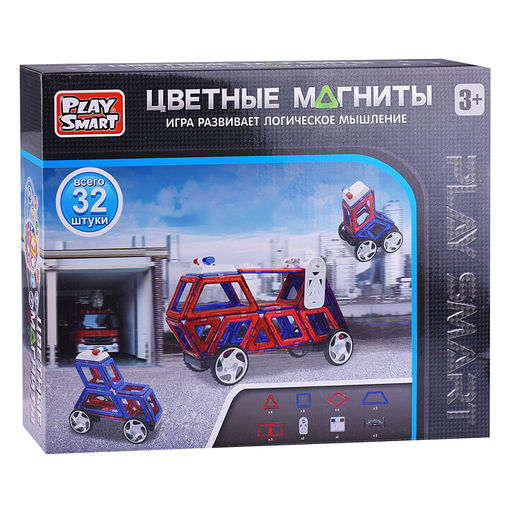 Конструктор магнитный "Цветные магниты" 32 дет., в коробке