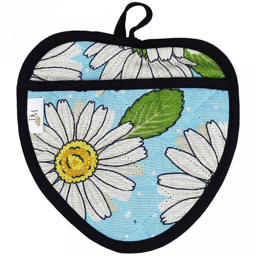 Прихватка с запахом 20х20см "Душистая ромашка, вид 4", форма "Клубника", рогожка 171г/м2, хлопок 100%, наполнитель - ватин 280г/м2, на пластмассовом подвесе, "Домашняя мода" (Россия)