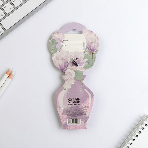 Цена за 2 шт. Ручка шариковая, синяя паста, пластик, 1.0 мм, на подложке-ваза 8 Марта