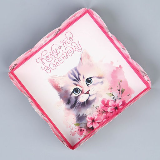 Цена за 5 шт. Коробка для печенья, кондитерская упаковка с PVC крышкой, «Котёнок», 10.5 х 10.5 х 3 см