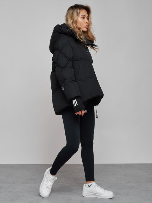 Зимняя женская куртка модная с капюшоном черного цвета 52306Ch - Holdluck фото 3