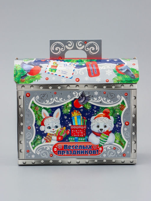 Цена за 5 шт. Коробка подарочная новогодняя «Серебро» 22×19.5×13.5 см