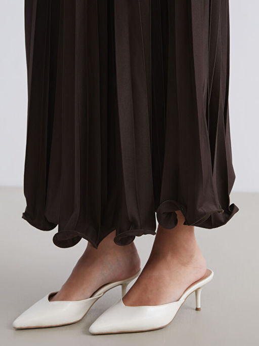 Beli Lastikli ?ifon Pileli Etek